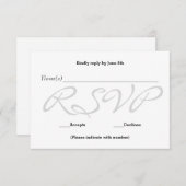 背景の灰色- RSVPの披露宴の応答カード 出欠カード (正面/裏面)