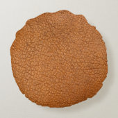 背景の皮の茶色のクローズアップ ラウンドクッション (裏面)