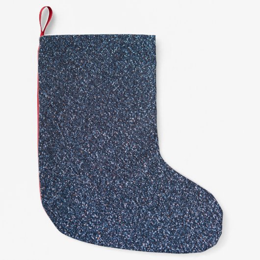 背景の銀グリッター スモールクリスマスストッキング (正面)