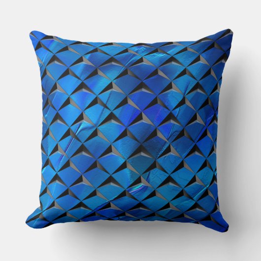 背景の青いテクスチャで3D正方形を混ぜる クッション (正面)