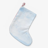 背景の青い水彩色の紙 スモールクリスマスストッキング (正面 (吊り時))