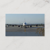 背景の青空が付いている空港の飛行機 名刺 (裏面)