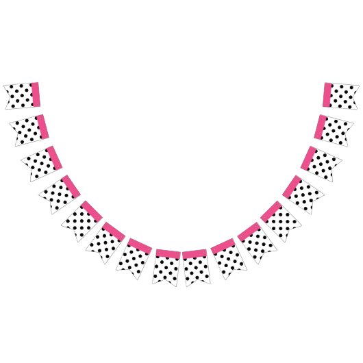 背景の黒い水玉模様及びピンクバンドを選びます バンティングフラッグ (全)