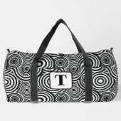 背景の黒と白の抽象芸術線3 ダッフルバッグ (裏面)