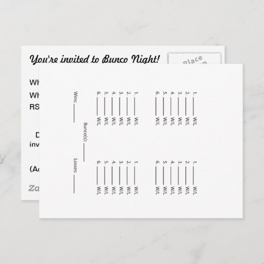 背景のBuncoあなたのシートを加えて下さい インビテーションポストカード (正面/裏面)