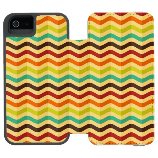 背景はとのレトロの4で縞で飾ります INCIPIO iPhoneウォレットケース (フォリオ Open)