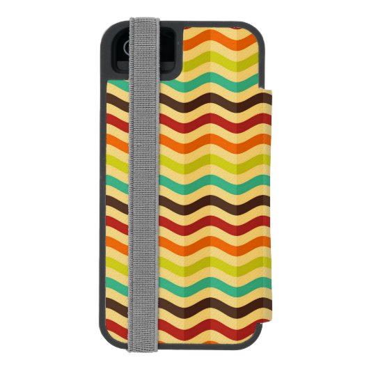 背景はとのレトロの4で縞で飾ります INCIPIO iPhoneウォレットケース (フォリオ裏面)