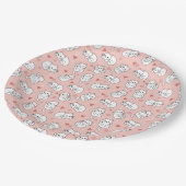 背景をテーマにした可愛い白猫ピンク ペーパープレート (アングル)