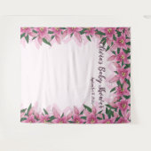 背景を取り巻くピンク色のユリ タペストリー (正面(横))