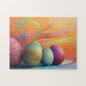 背景を持つイースター渦巻形の卵 ジグソーパズル (横)