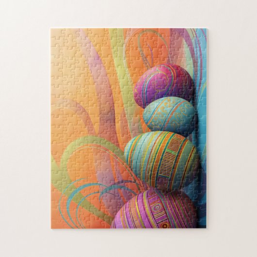 背景を持つイースター渦巻形の卵 ジグソーパズル (縦)