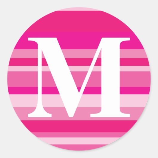 背景を持つカラフルモノグラストライプのム – M ラウンドシール (正面)