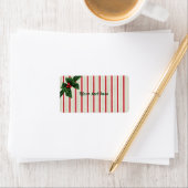 背景を持つクリスマスボウストライプのウ ラベル (インサイチュ)