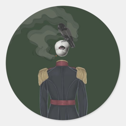 背景を持つダークアートコラージュ ラウンドシール (正面)