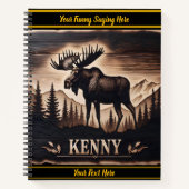 背景を持つダークウッドのムース彫刻 ノートブック (正面)