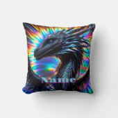 背景を持つ虹色鮮やか竜 クッション (正面)