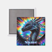 背景を持つ虹色鮮やか竜 マグネット (正面/裏面)