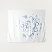 背景を描く前に何か青いブライダルシャワー タペストリー (正面(横))