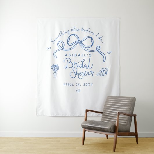 背景を描く前に何か青いブライダルシャワー タペストリー (インサイチュ)