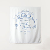 背景を描く前に何か青いブライダルシャワー タペストリー (正面)