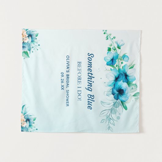 背景を描く前に何か青いブライダルシャワー タペストリー (正面(横))