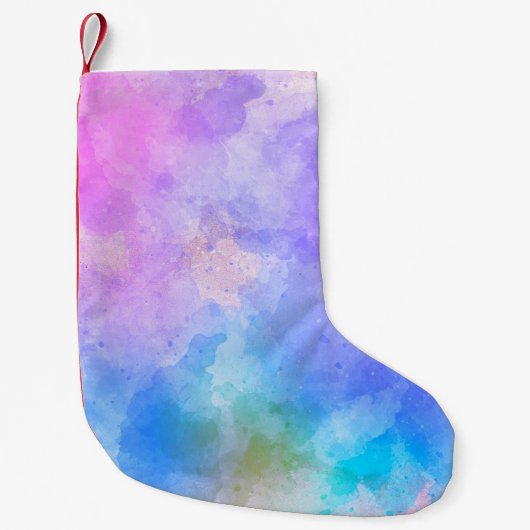 背景アート抽象芸術水彩 スモールクリスマスストッキング (正面)