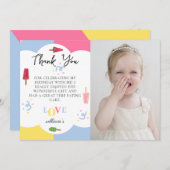 背景カラフルポプシクル写真サンキューカード 招待状 (正面/裏面)