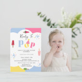 背景カラフルポプシクル写真ベビーシャワー 招待状 (スタンド正面)