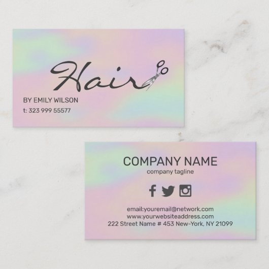 背景カラフル及びハサミ名刺 名刺 (正面/裏面)