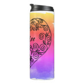 背景カラフル黒パーソナライズされたハートTherm タンブラー (回転右)