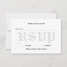 背景グレー ウェディング テキスト - RSVP 返信カード