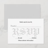 背景グレー ウェディング テキスト - RSVP 返信カード (正面/裏面)