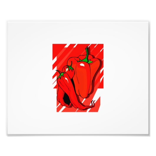背景ストライプの3 peppers red.png フォトプリント            (正面)