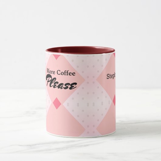 背景パターン（の模様が）ある幾何形状ピンク赤マグカップ マグカップ (中央)