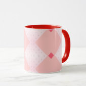背景パターン（の模様が）ある幾何形状ピンク赤 マグカップ (正面右)