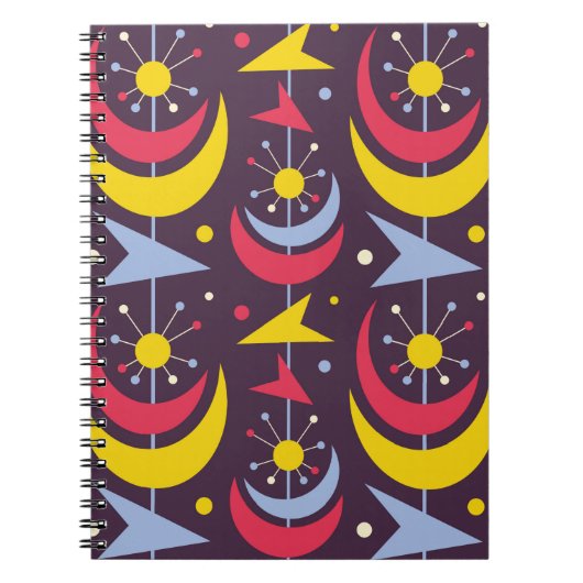 背景ミッドセンチュリーモダンヴィンテージアート ノートブック (正面)