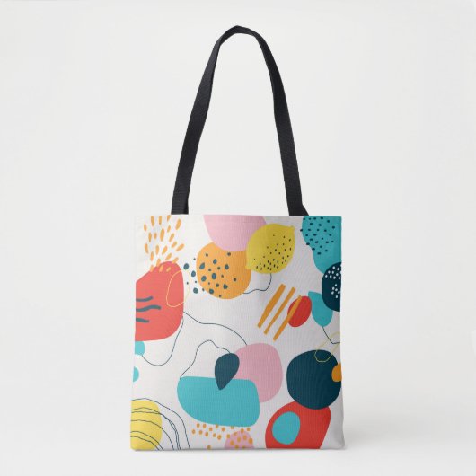 背景モダンを走り書きします。トレンディー幾何学円 トートバッグ (正面)
