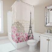 背景ヴィンテージエッフェル花 シャワーカーテン (インサイチュ)