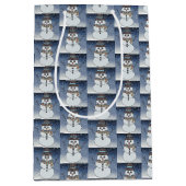 背景付きの雪だるま ギフトバッグ (正面)