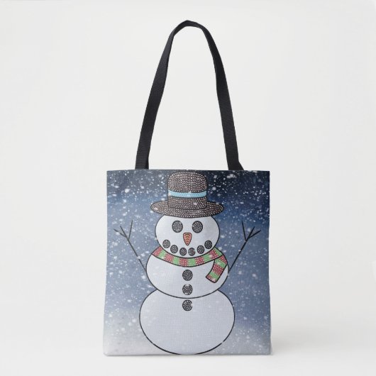 背景付きの雪だるま(単品) - トートバッグ (正面)