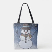 背景付きの雪だるま(単品) - トートバッグ (裏面)