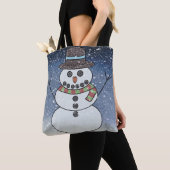 背景付きの雪だるま(単品) - トートバッグ (クローズアップ)
