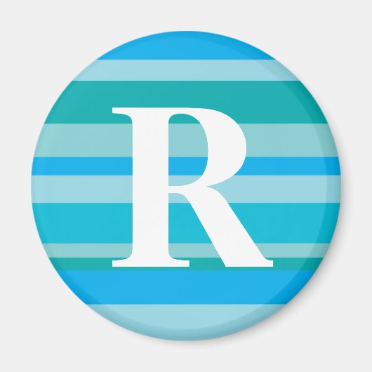 背景付きカラフルモノグラストライプのム – R マグネット (正面)