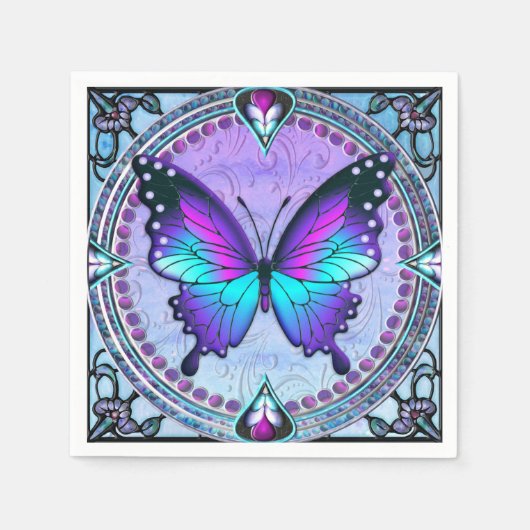 背景付き昇華蝶 スタンダードカクテルナプキン (正面)