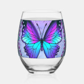 背景付き昇華蝶 ステムなしワイングラス (裏面)
