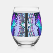 背景付き昇華蝶 ステムなしワイングラス (右)