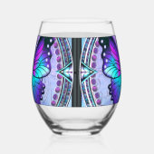 背景付き昇華蝶 ステムなしワイングラス (左)