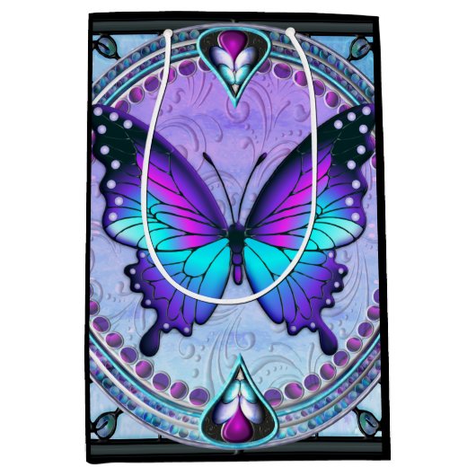 背景付き昇華蝶 ミディアムペーパーバッグ (正面)