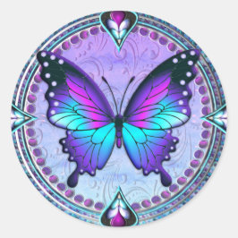 背景付き昇華蝶 ラウンドシール