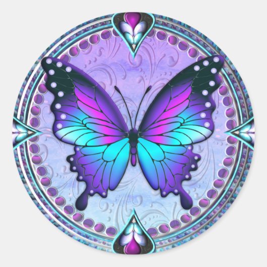 背景付き昇華蝶 ラウンドシール (正面)